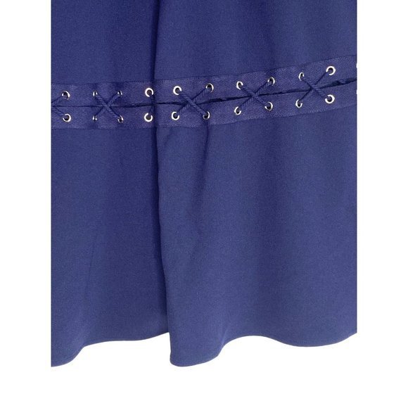Belle Badgley Mischka‎ Size 10 Navy Blue Dress Lace Up Ruffle Hem - Picture 4 of 10